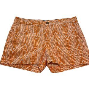 J. Crew Orange & White Patterned Womens Shorts Size 6 Cotton Blend Mid-Rise